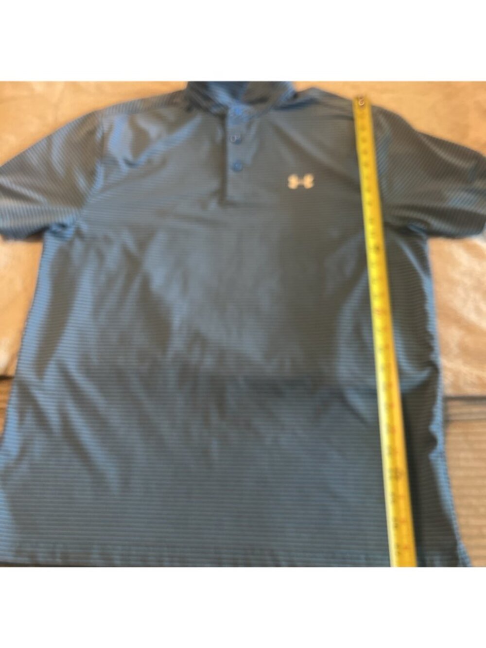 Under Armour HeatGear Golf Polo Shirt Blue Striped Loose Fit Mens Large - Picture 3 of 11